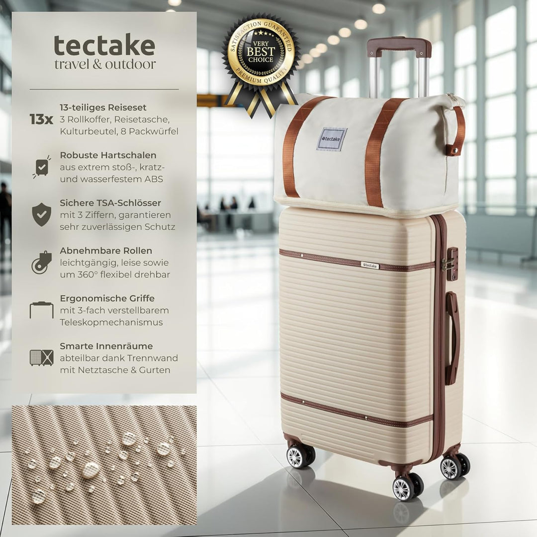 tectake® 13-TLG. Koffer Set mit Reisetasche, Koffer & Trolleys, Reisekoffer mit Rollen, Kofferset mi
