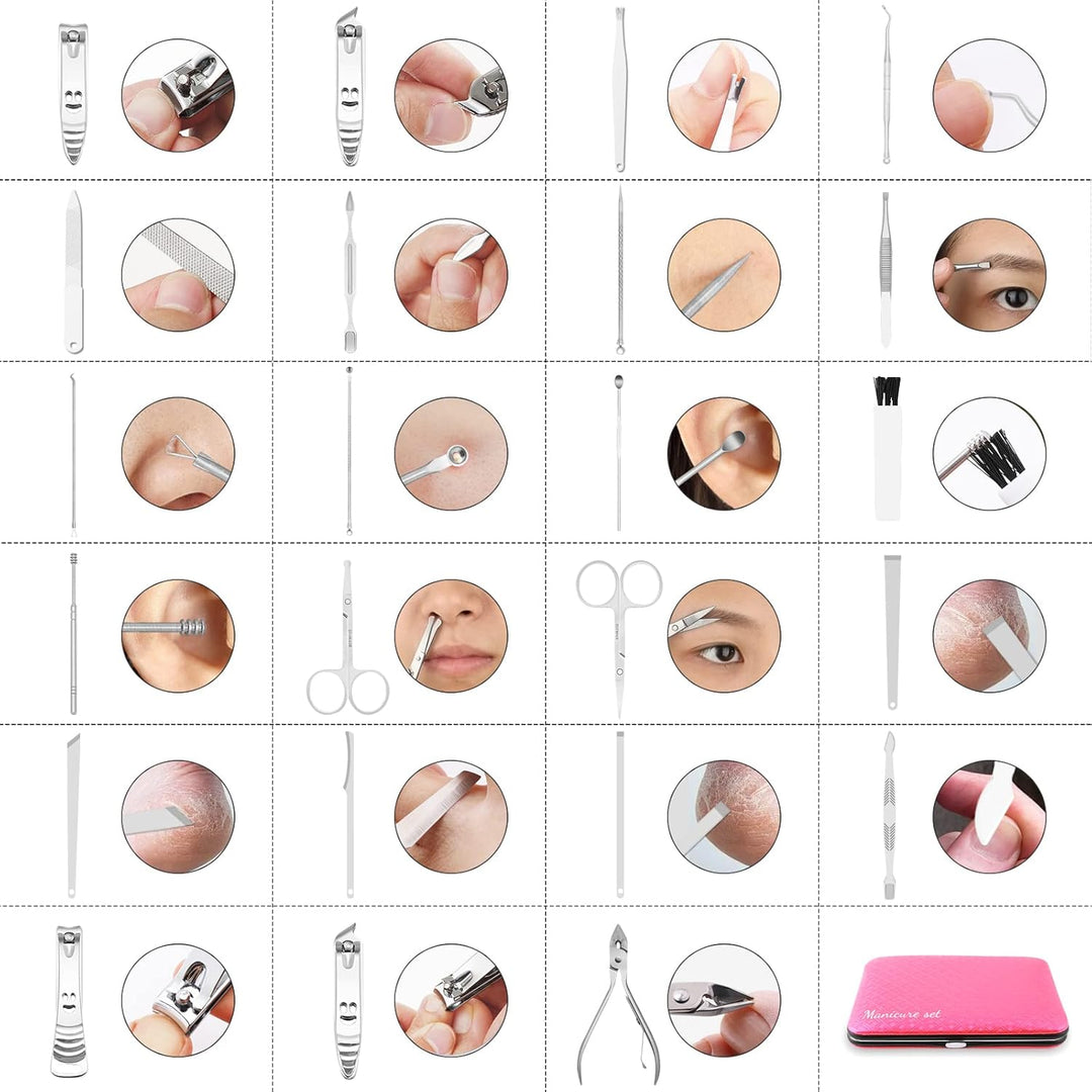 Maniküre Set 23 stücke Professionelles Nagelknipser Kit Pediküre Kit Pflegeset aus Edelstahl Nagelpf