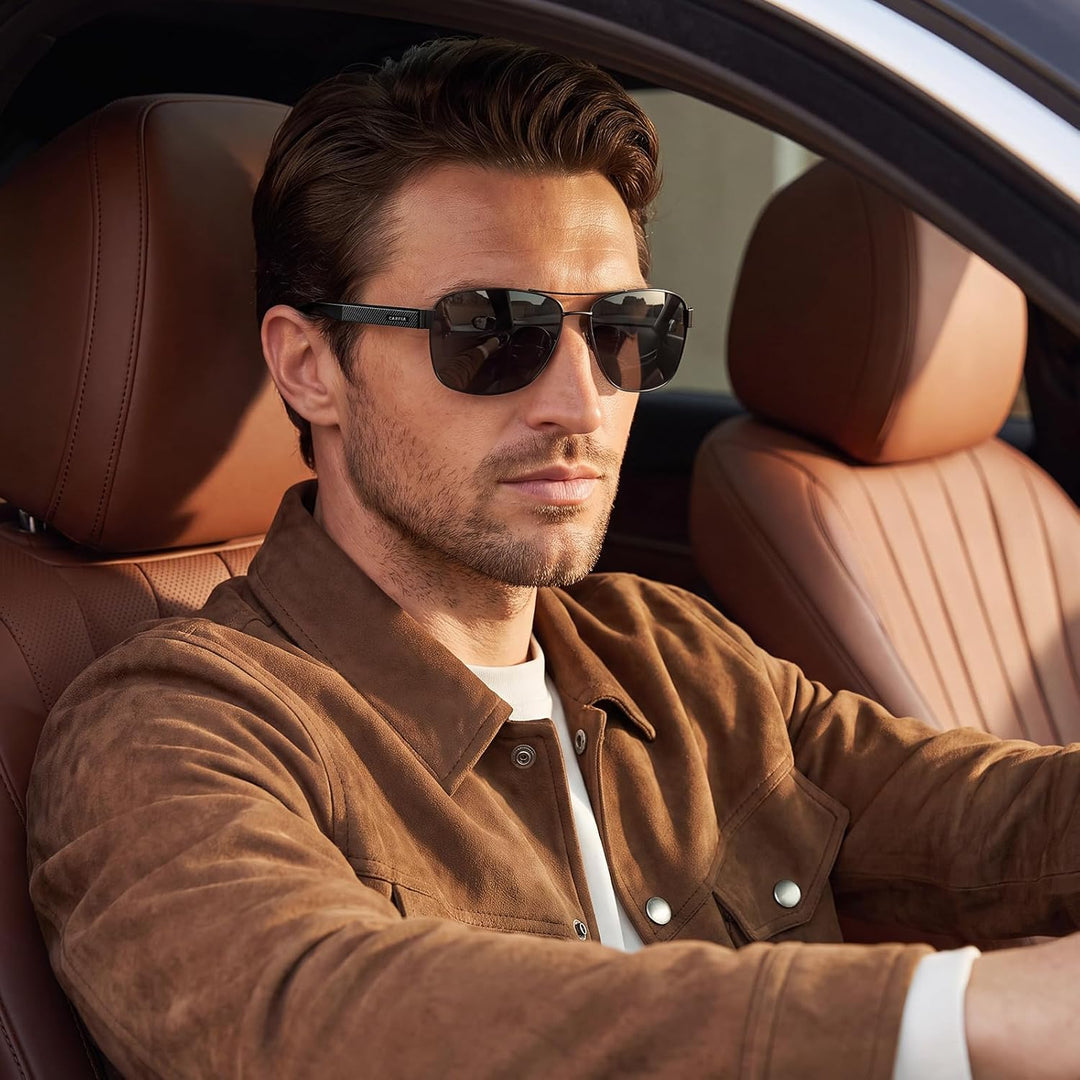 CARFIA Pilotenbrille Sonnenbrille Herren UV400 polarisierte Sportbrille mit ultraleichtem Metallrahm