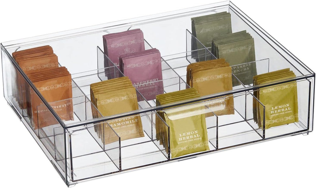 mDesign Aufbewahrungsbox für Teebeutel, Kaffeepads, Zucker usw. – kompakte Teekiste aus Kunststoff m