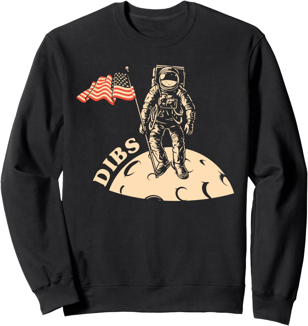 USA für Männer, Frauen und Kinder Flagge USA Amerika auf dem Mond Sweatshirt
