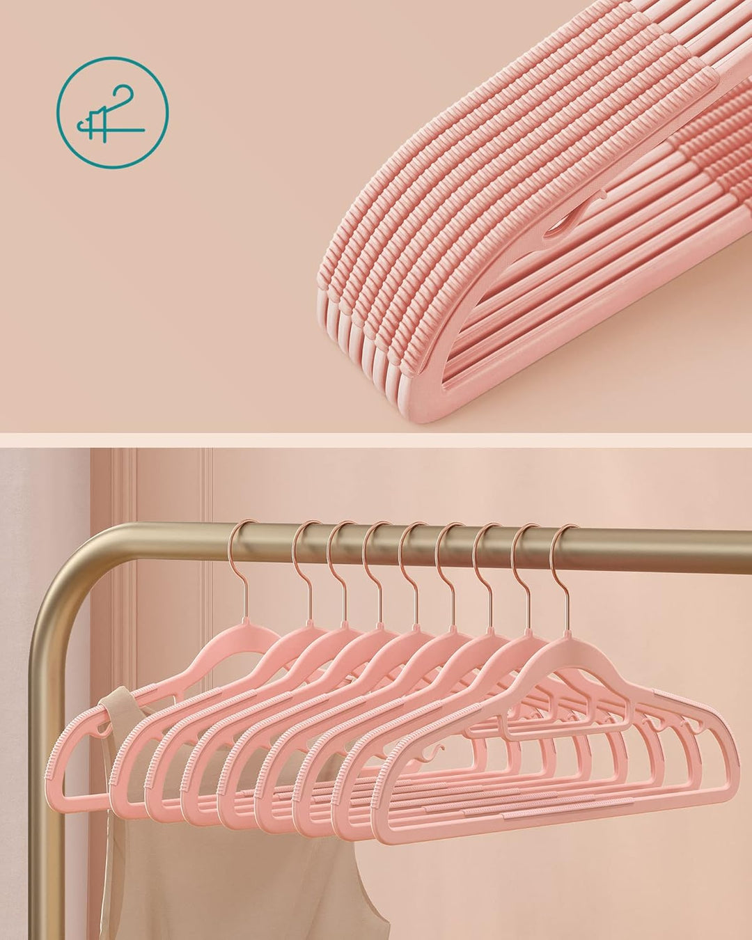 SONGMICS Kleiderbügel 30er Set, Bügel aus Kunststoff, rutschfest, platzsparend, Dicke 0,5 cm, 42 cm