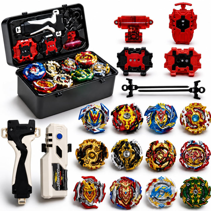 12er Bey Kampfkreisel mit Kasten Metal Fusion Blade Kreisel Set, mit Ton- und Lichtgriff Funke Launc