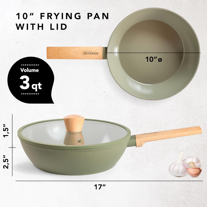 Römertopf Frittierpfanne 26 cm mit Glasdeckel, 2,8 Liter Fassungsvermögen, Aluminium mit Keramik-Ant