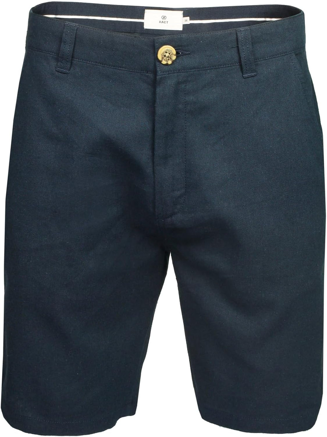 Xact Herren Leinen 23cm Tailored Chino Shorts, Regular Fit 32W Sky Captain Navy (Linen), 32W Sky Cap