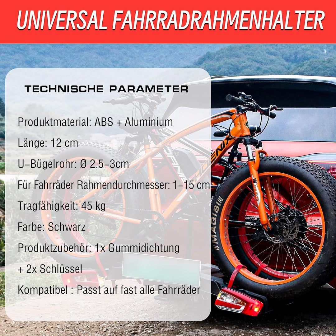 Verstellbar Strap Rahmenhalter Kurz 12CM, Alu Rahmenhalter Fahrradträger für E-Bike/Fahrrad, Abschli
