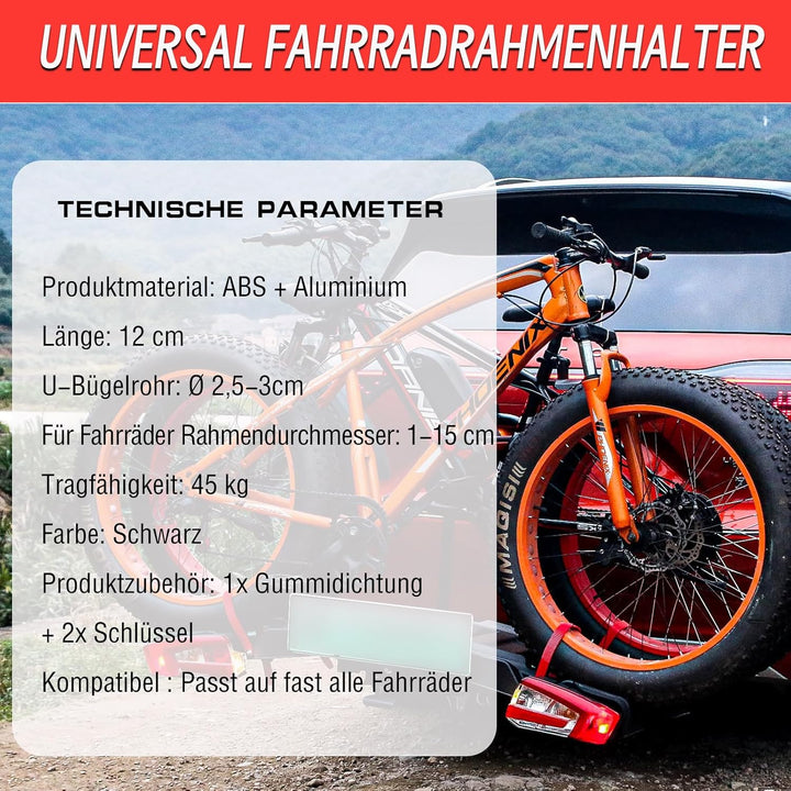 Verstellbar Strap Rahmenhalter Kurz 12CM, Alu Rahmenhalter Fahrradträger für E-Bike/Fahrrad, Abschli