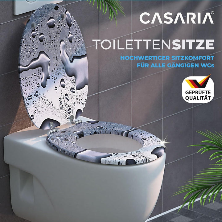 CASARIA® WC Sitz Doppelte Absenkautomatik MDF Holzkern hygienisch Rostfreie Scharniere 175kg Bad Toi