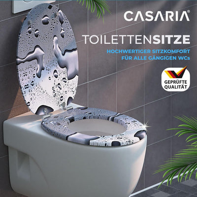 CASARIA® WC Sitz Doppelte Absenkautomatik MDF Holzkern hygienisch Rostfreie Scharniere 175kg Bad Toi