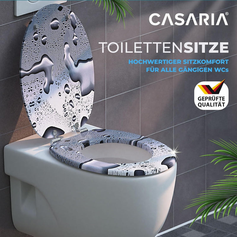CASARIA® WC Sitz Doppelte Absenkautomatik MDF Holzkern hygienisch Rostfreie Scharniere 175kg Bad Toi