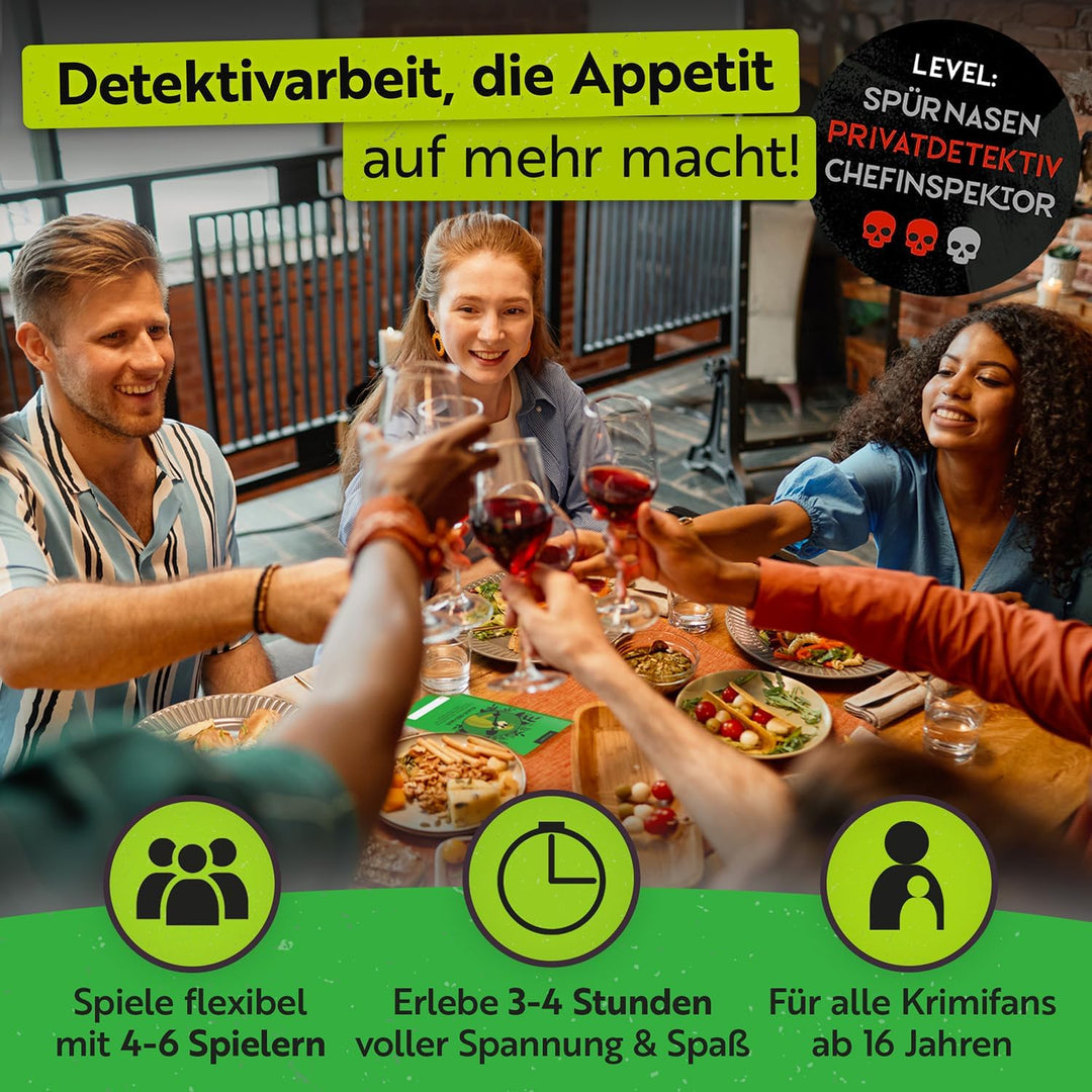 Gourmet Criminelle® | 4 bis 6 Personen | Krimidinner für zuhause | Mysteriöses Krimispiel für Deine