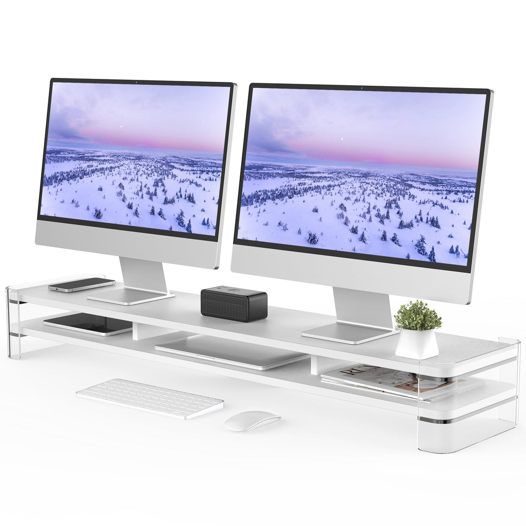 Fenge Dual Monitorständer Riser mit Acrylbein Grosser Computer Bildschirmständer für Laptop/PC/Druck