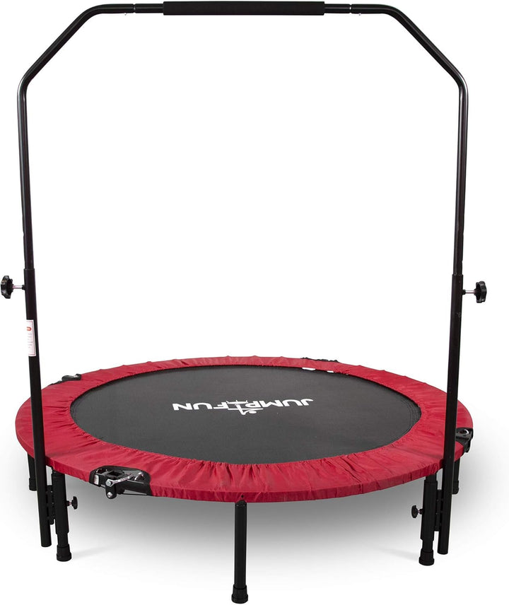 JUMP4FUN Mini-Trampolin, Fitness, faltbar, Doppel-Bar – Ø 122 cm, Rot