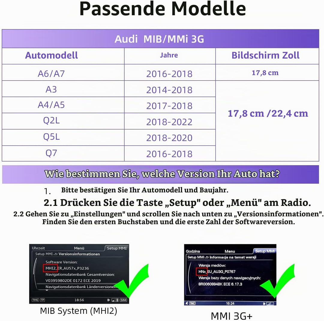 EZoneTronics Wireless CarPlay &amp; Android Auto Retrofit Kit Decoder für Audi A4/A5/A6/A7/Q2L/Q5L/Q7 20