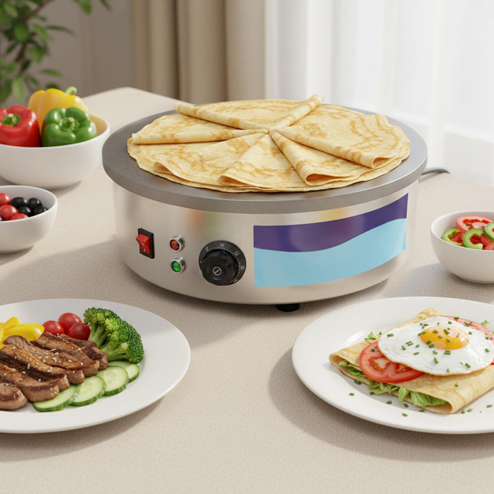 45cm Crepes Maker Elektrisch 3000W Gastro - Profi Gusseisen Crêpes Platte & Fladenbäcker für Gözleme