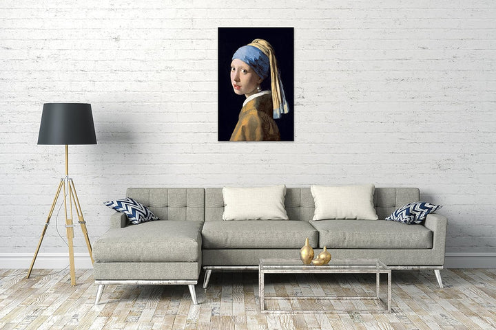 Printed Paintings Leinwand (70x100cm): Jan Vermeer - Mädchen mit dem Perlenohrring (1665) 70x100 cm,
