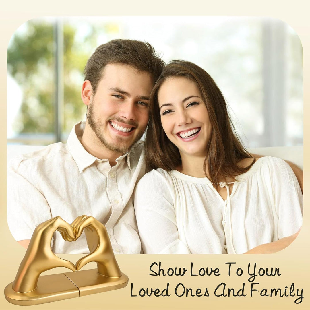 Gold Gesten dekorative Buchstützen - Herz Hände Skulptur Buchstütze, kreativer Buchstopper und Halte