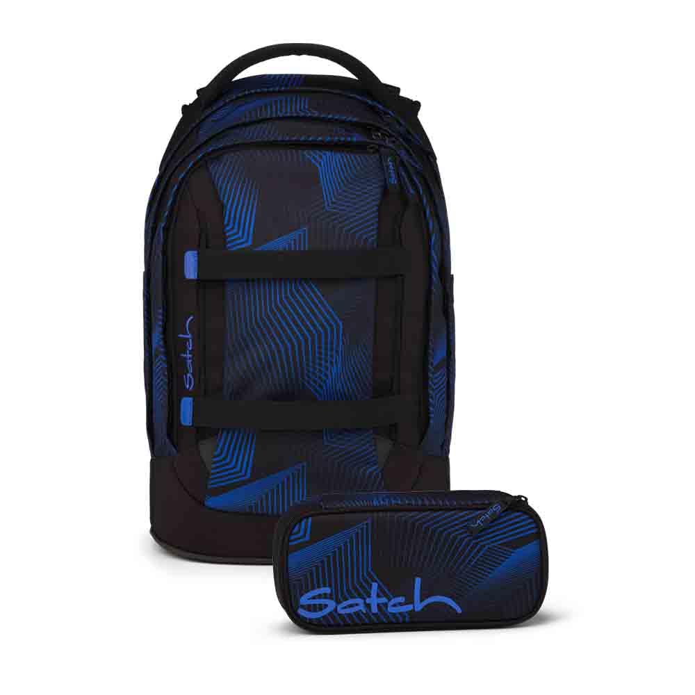 Satch Pack Schulrucksack Set 2tlg. inkl. Schlamperbox (Seismic Blue), Seismic Blue