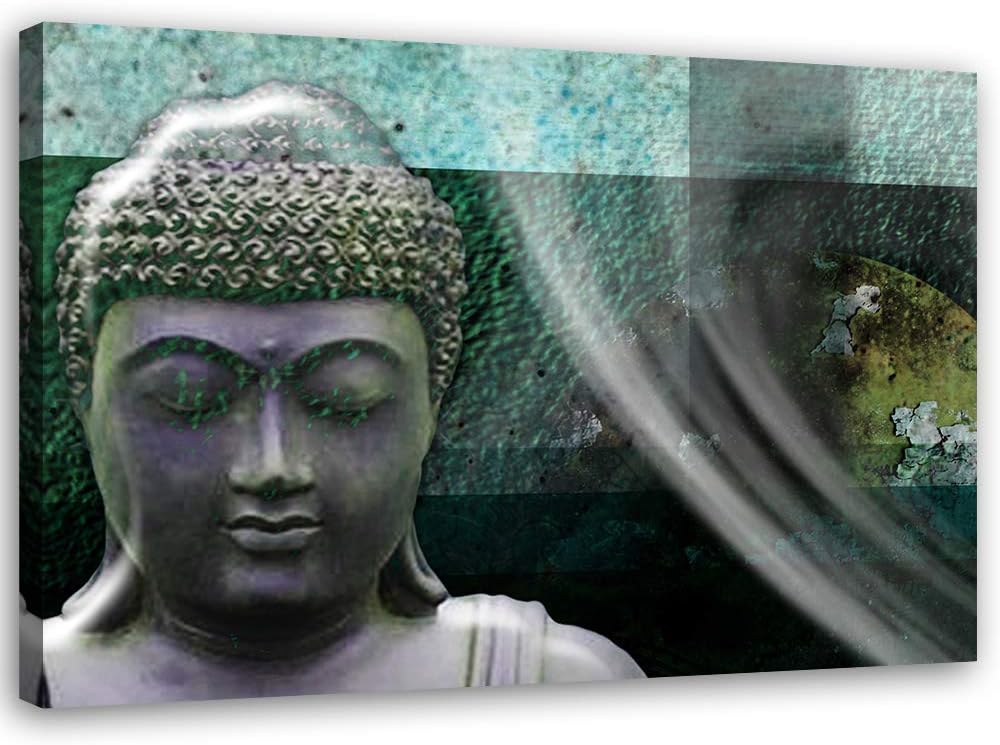Leinwandbild XXL Buddha Wandbild Kunst Abstrakt Grün 120x80 cm M14699 120x80 cm, M14699 120x80 cm