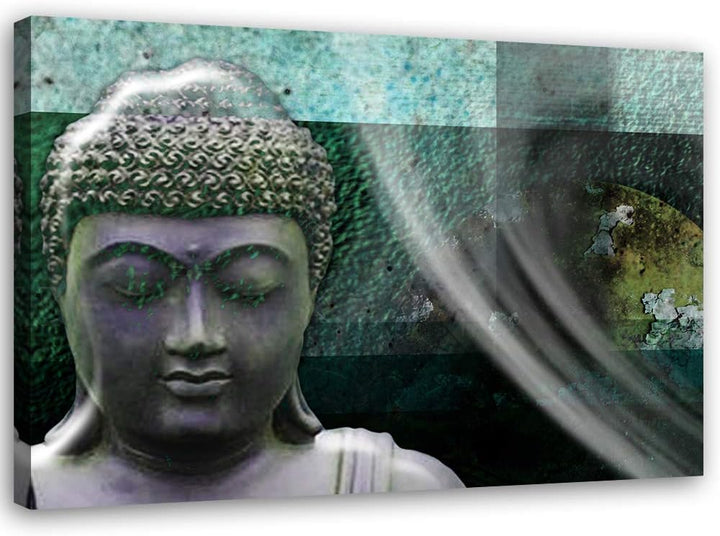 Leinwandbild XXL Buddha Wandbild Kunst Abstrakt Grün 120x80 cm M14699 120x80 cm, M14699 120x80 cm