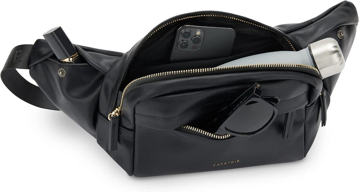 Expatrié Bauchtasche Damen Schwarz - Justine - Brusttasche für Reise, Festival & Sport - Stylische B