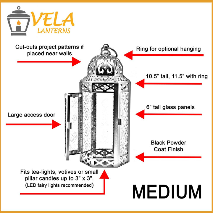 Vela Lanterns Marokkanische Lampenlaterne, dekorativer Kerzenhalter für Innen- und Aussenbereich, He