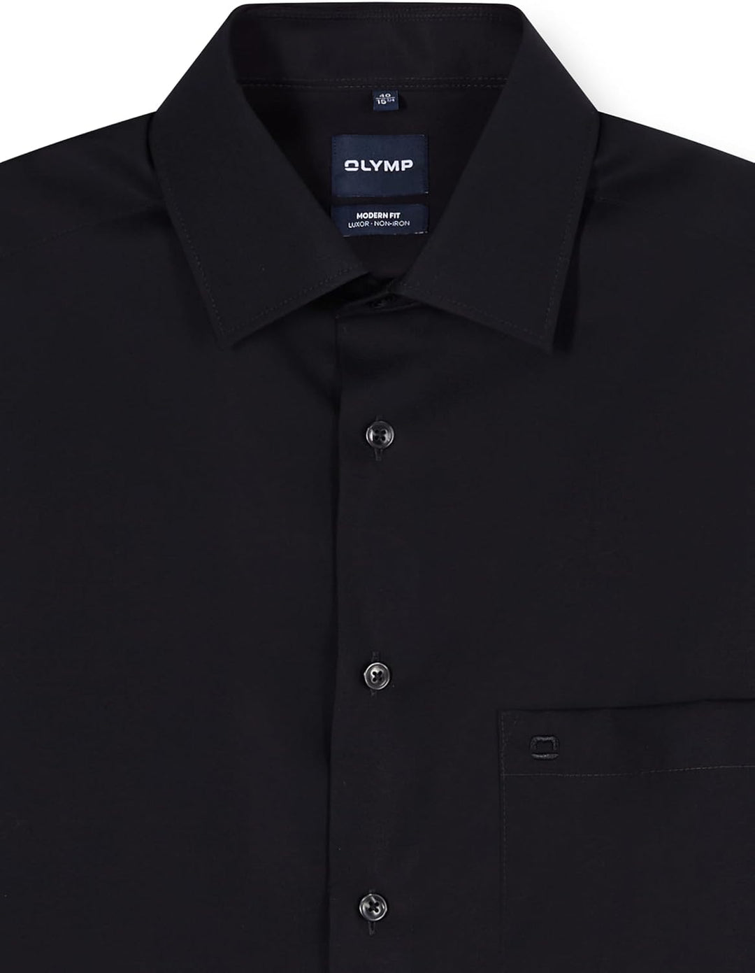 Olymp Herren Langarmhemd - Luxor Modern Fit, Gr.44, Farbe 99 schwarz