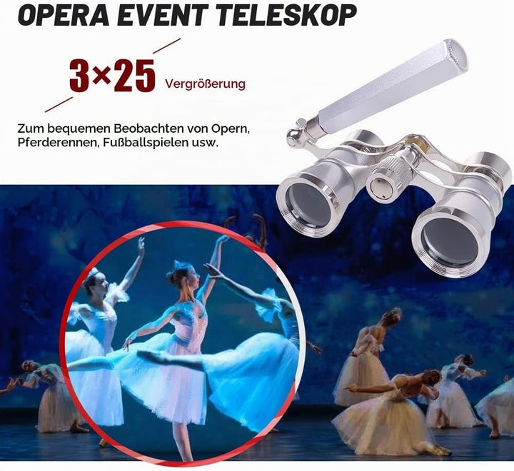 ANGEEK 3X25 Opera Theater Horse Racing Glasses Binocular Telescope with Handle/Accessory Kit Women T
