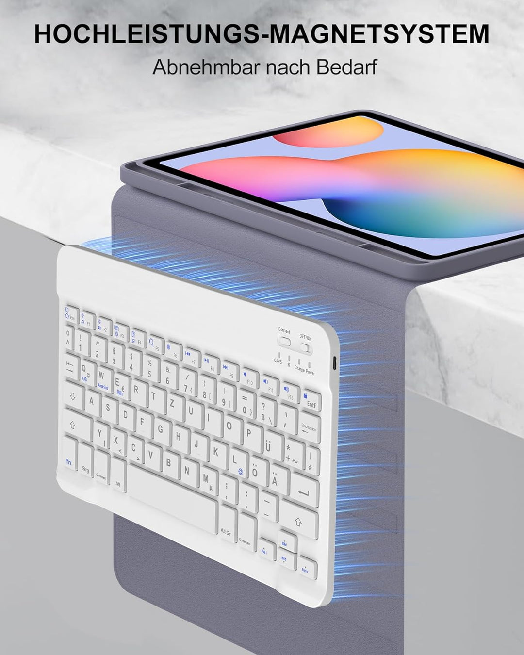 Hülle mit Deutscher Tastatur für Samsung Galaxy Tab S6 Lite (2020/2022/2024) 10,4" - Schutzhülle mit