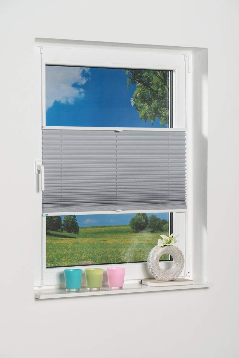 K-home Klemmfix-Plissee Palma Grau 70 x 210 cm +++Verdunklung+++ 70 x 210 cm Grau, 70 x 210 cm Grau
