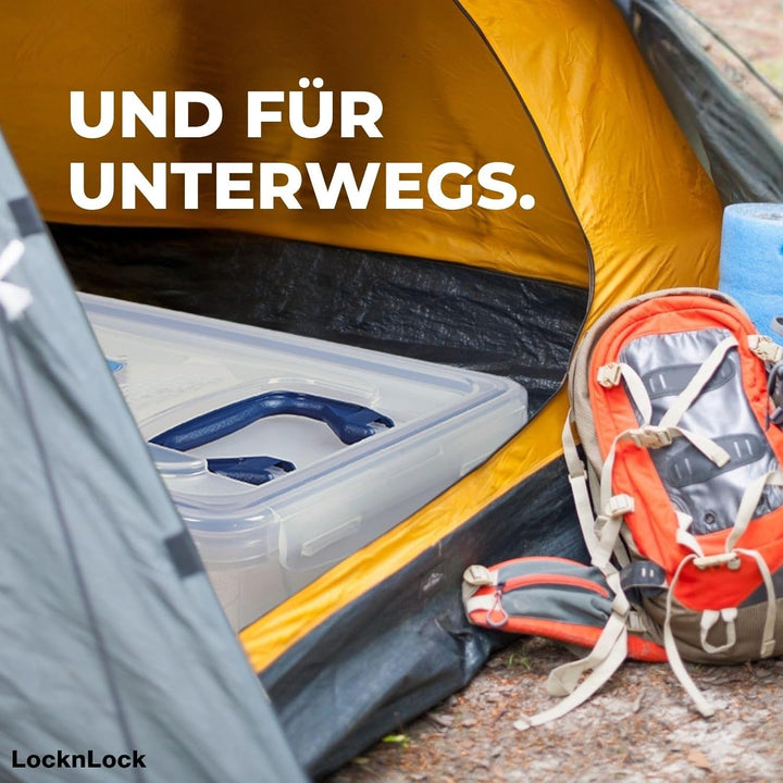 LocknLock PP CLASSIC Aufbewahrungsbox mit Deckel und Griffen | 10 L, 456 x 300 x 110 mm | 100 % Luft