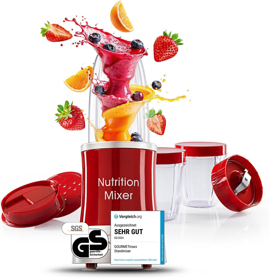 GOURMETmaxx Smoothie Maker & Standmixer 11tlg. Set - 1000W & 22.000 U/min | Elektrischer Mixer 700ml