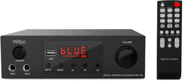 Wiibo AMP-100 Amplificador HiFi Bluetooth Con Respuesta Lineal. 50W + 50W. Con 2 Entradas Micrófono