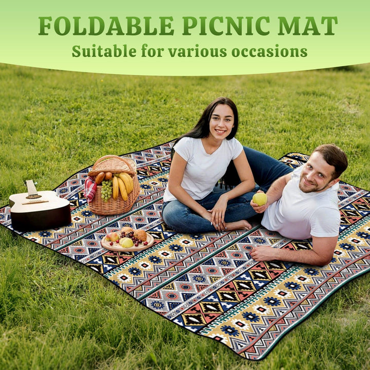 Picknickdecke Wasserdicht,200 x 200 cm Gross Stranddecke Sandfrei, Flauschiger Einseiten-Oberfläche,