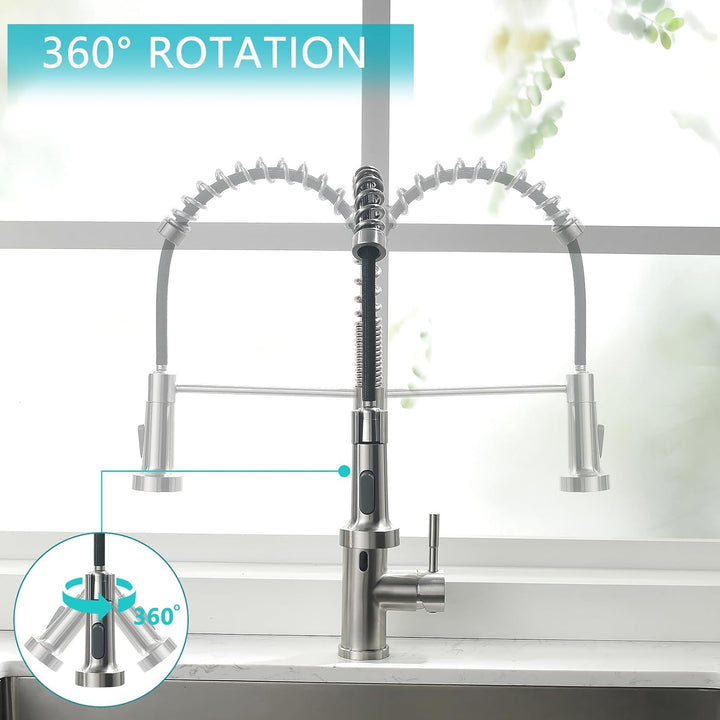 TIMACO Infrarot Sensor Wasserhahn Küche Mit Ausziehbare Brause Küchenarmatur 360° Schwenkbar Mischba