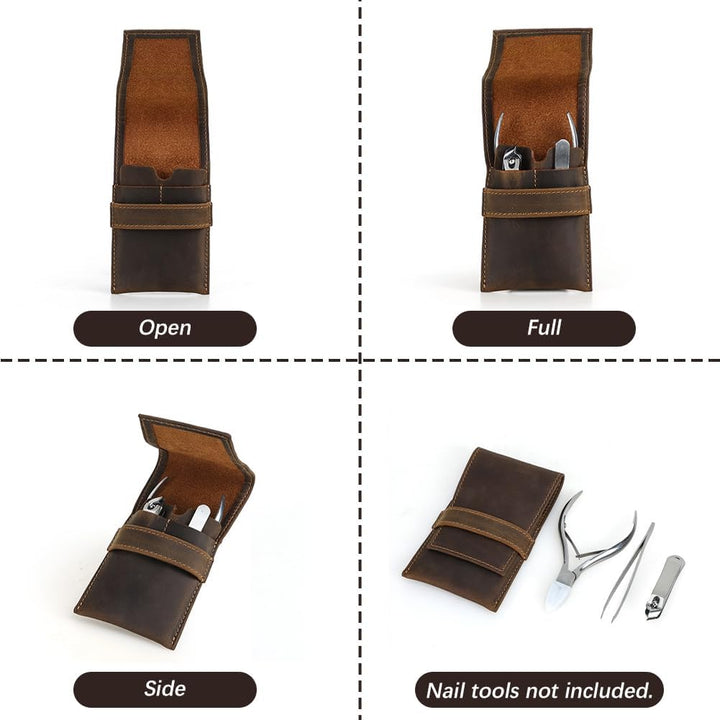Leeres Maniküre Set Etui Aus Echtem Leder Handgefertigt Aus Rindsleder Ideal Für Die Tägliche Finger