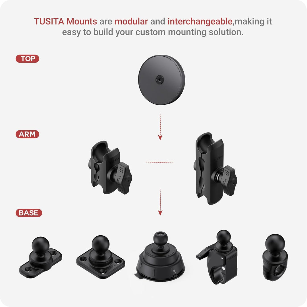TUSITA 1" Kugel Magnetisches Handy Halterung Adapter Kompatibel mit iPhone MagSafe, für Ram Mount B-