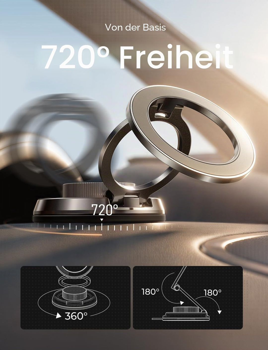 LISEN Metall MagSafe Autohalterung Handyhalterung Auto mit Vakuum Saugnapf | -40°C~90°C Silikon,Ganz