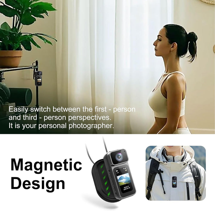 Mini Action Cam Bodycam mit 32GB Speicherkarte, 180° Drehbarer Objektiv 1.47&