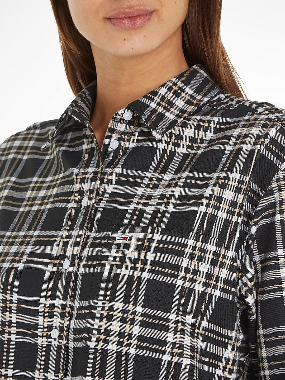 Tommy Jeans Damen Tjw Check Overshirt Gewebte Oberteile S Black Check, S Black Check