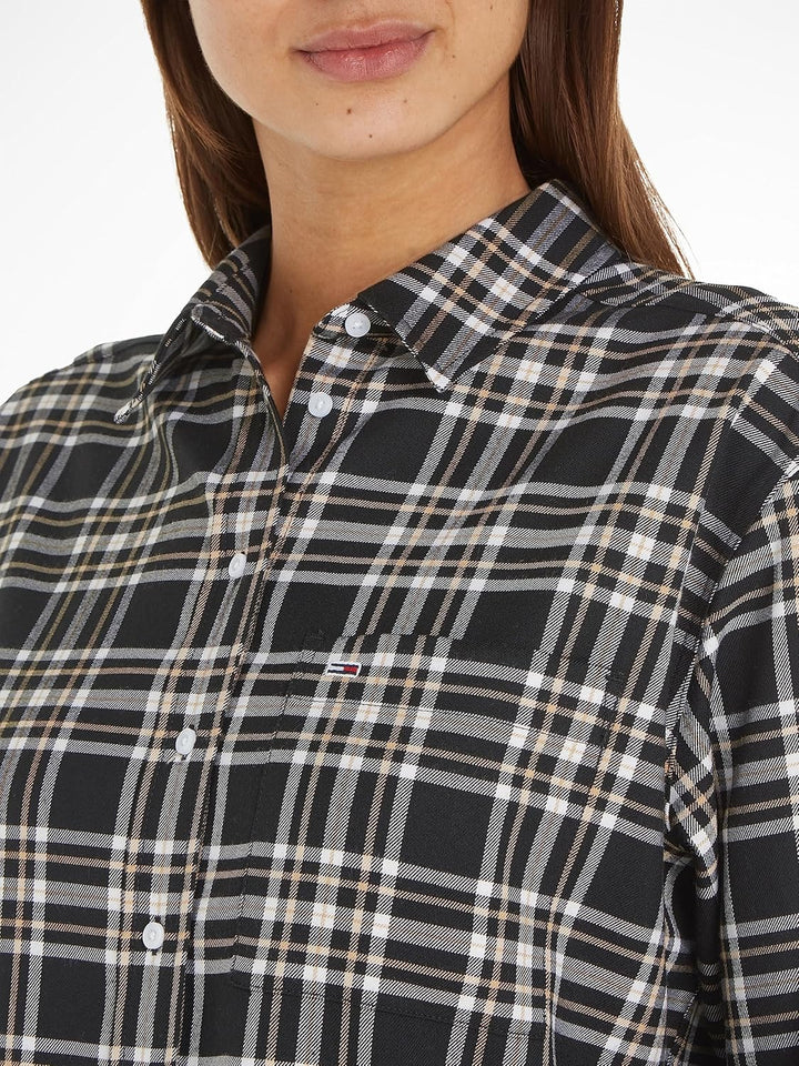 Tommy Jeans Damen Tjw Check Overshirt Gewebte Oberteile S Black Check, S Black Check