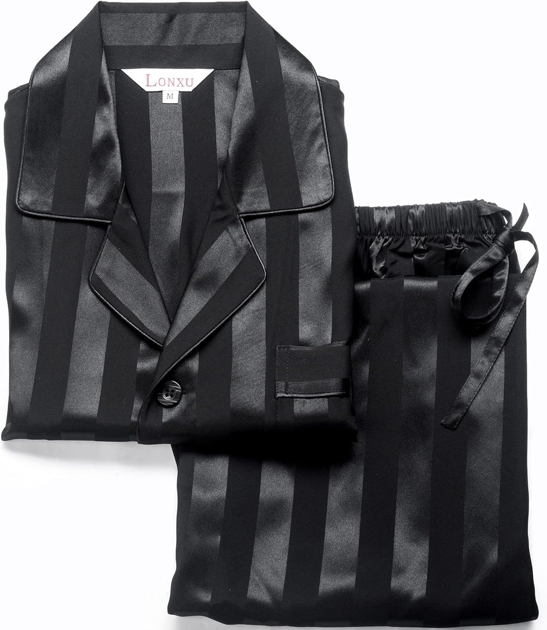 LONXU Herren Ln0017 Pyjama-Sets M Schwarz Gestreifte, M Schwarz Gestreifte