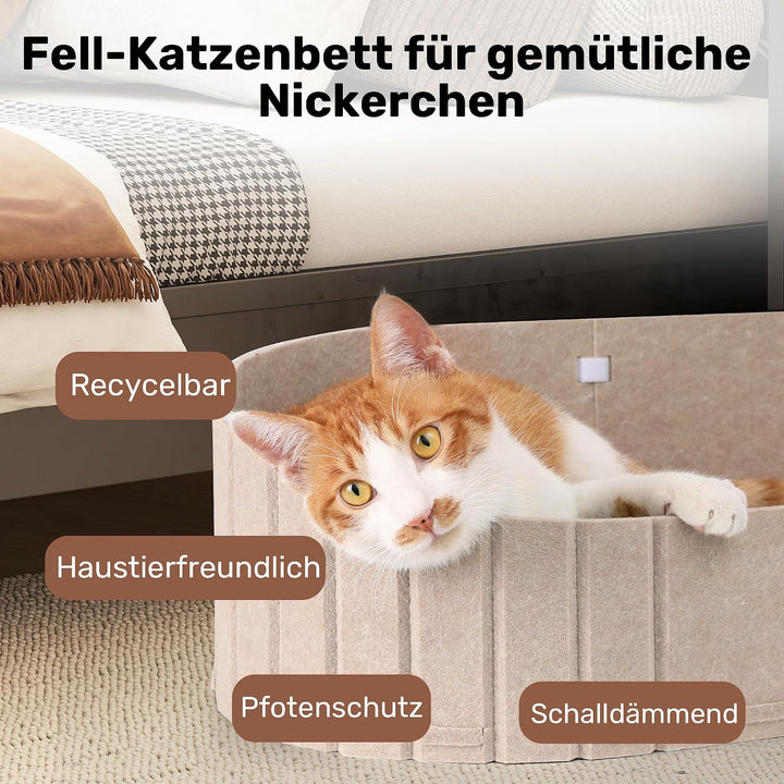 FUKUMARU Katzenbett, 61 cm grosses Katzen-Couchbett mit gemütlichem Kunstkaninchenfell-Kissen, Filz-