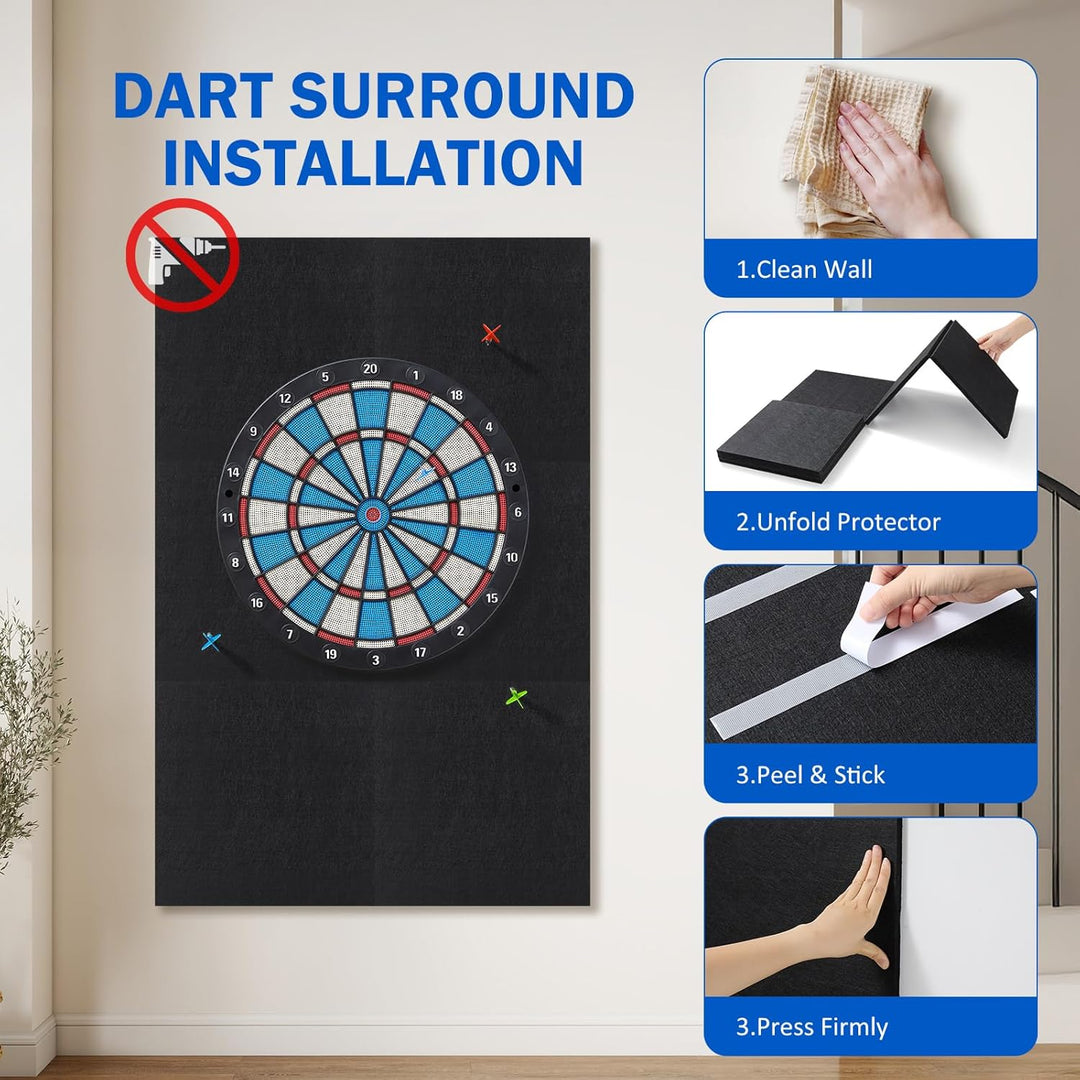 Filz Dartboard Wandschutz, Schallschutz Dartscheibe, Selbstklebender Dart Surround 60x90x1.2cm, Dart