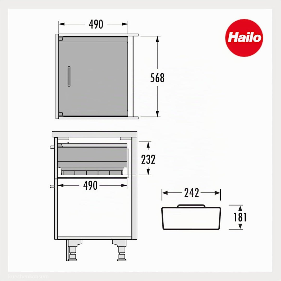 Hailo Pantry-Box Lebensmittel Aufbewahrung Vorratsbox 60 cm Schubkastenauszug