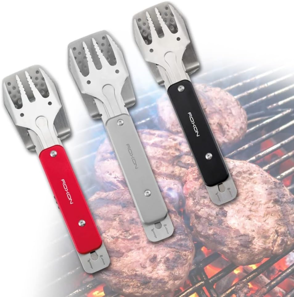 Roxon Mini BBQ Tool 4 in 1 Grillbesteck, Farbe:rot