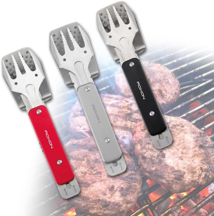 Roxon Mini BBQ Tool 4 in 1 Grillbesteck, Farbe:rot