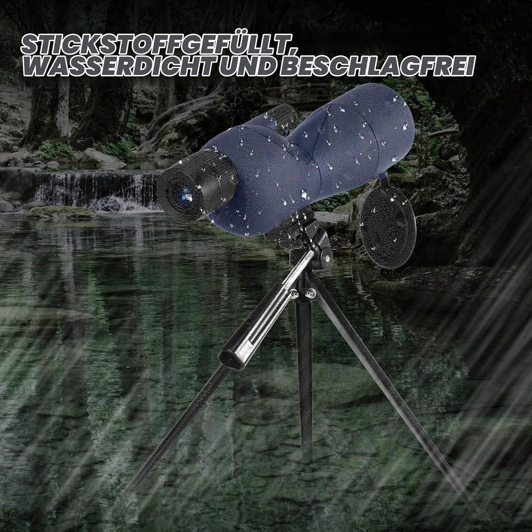 25-75X Spektive mit Stativ, Zoom Wasserdichtes BAK4 Prisma-Monokular-Teleskop für Vogelbeobachtung,