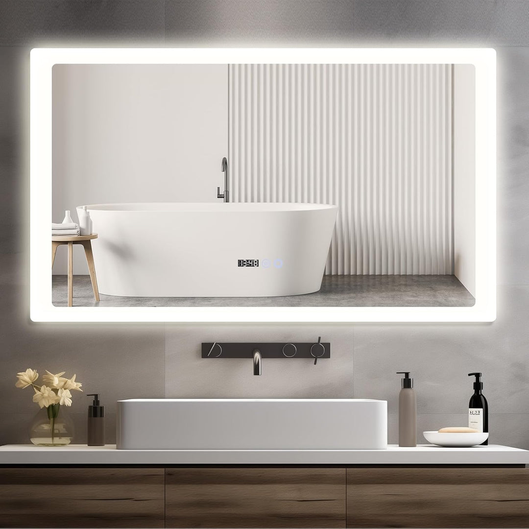 YOURLITE Badspiegel mit Beleuchtung 100x60 cm,LED Badezimmerspiegel mit Touch-Schalter,Spiegel Bad W