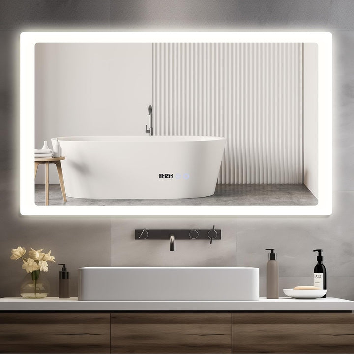 YOURLITE Badspiegel mit Beleuchtung 100x60 cm,LED Badezimmerspiegel mit Touch-Schalter,Spiegel Bad W